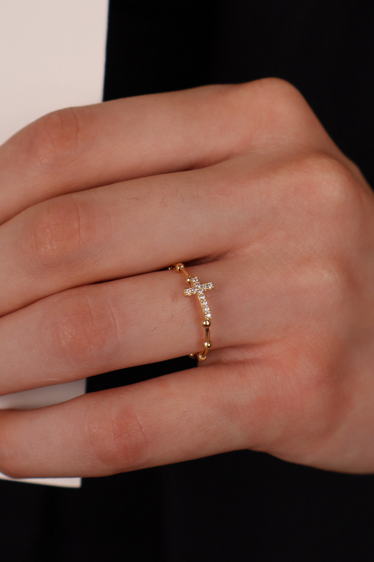 Anillo misterio Cruz con circonias