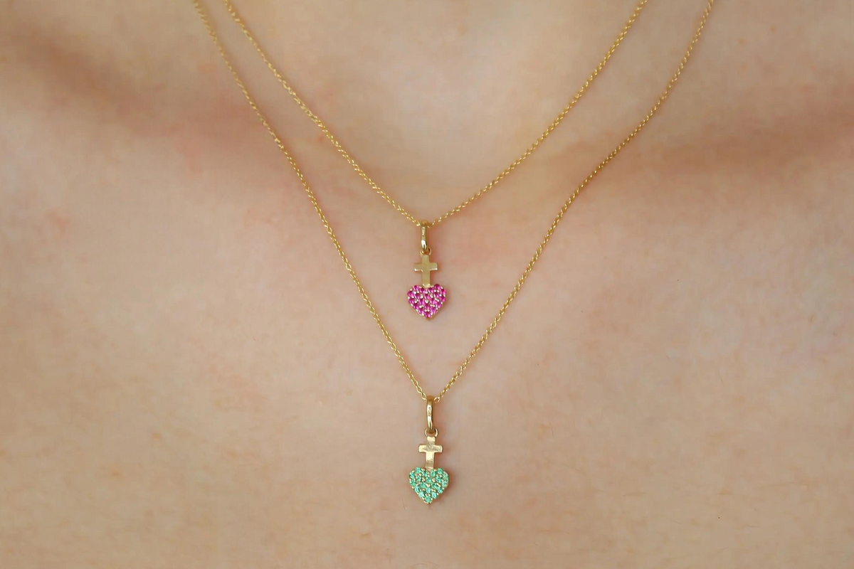 Collar Sagrado Corazón verde mini